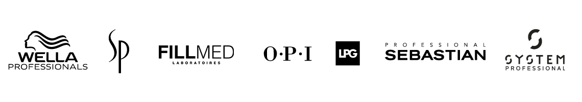logo partenaires wella professionals SP fillmed laboratoires OPI LPG professional sebastian system professional